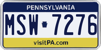 PA license plate MSW7276