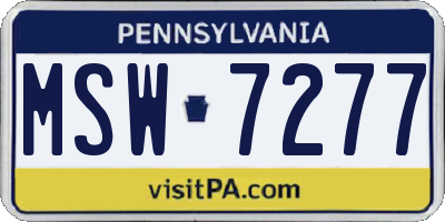 PA license plate MSW7277
