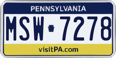 PA license plate MSW7278
