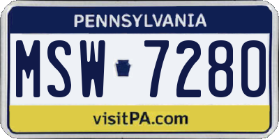PA license plate MSW7280