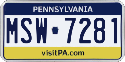 PA license plate MSW7281
