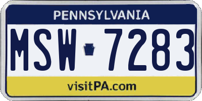 PA license plate MSW7283