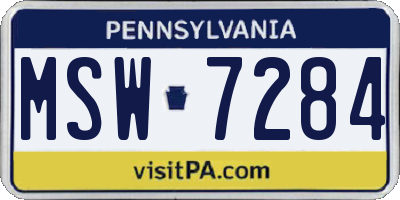 PA license plate MSW7284