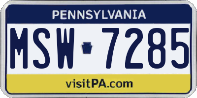 PA license plate MSW7285