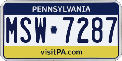 PA license plate MSW7287