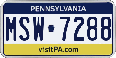 PA license plate MSW7288