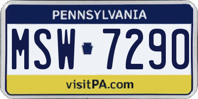 PA license plate MSW7290