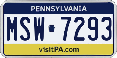 PA license plate MSW7293