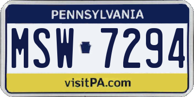 PA license plate MSW7294