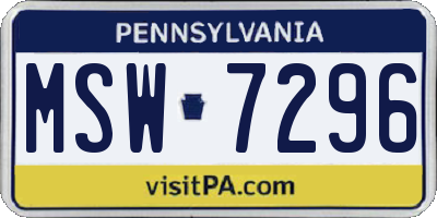 PA license plate MSW7296