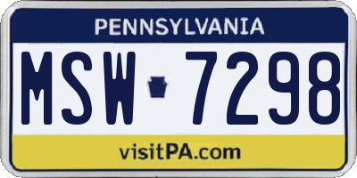 PA license plate MSW7298