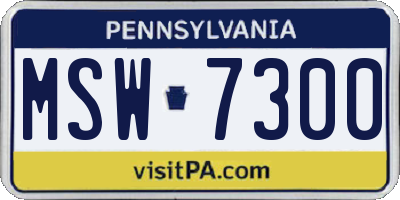 PA license plate MSW7300