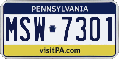 PA license plate MSW7301
