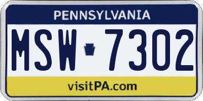 PA license plate MSW7302