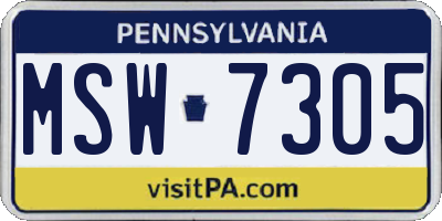PA license plate MSW7305
