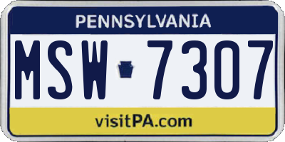 PA license plate MSW7307