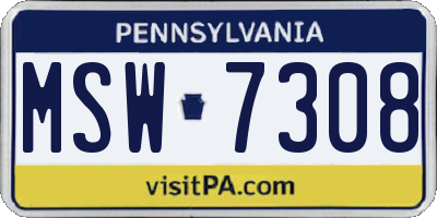 PA license plate MSW7308
