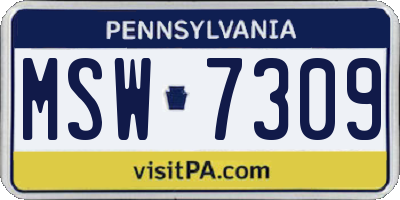PA license plate MSW7309