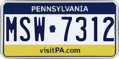 PA license plate MSW7312