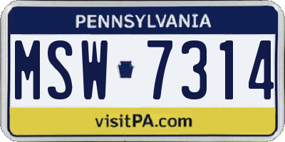 PA license plate MSW7314