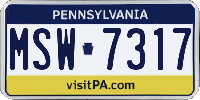 PA license plate MSW7317