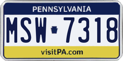 PA license plate MSW7318