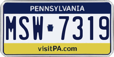 PA license plate MSW7319