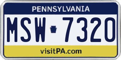 PA license plate MSW7320