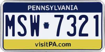 PA license plate MSW7321
