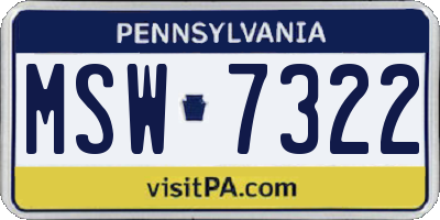 PA license plate MSW7322