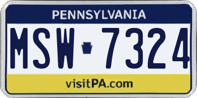 PA license plate MSW7324
