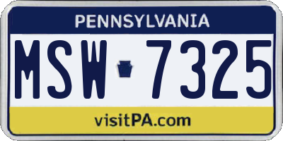 PA license plate MSW7325