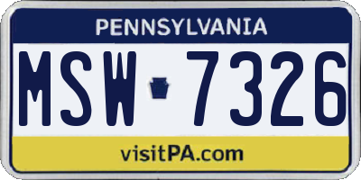 PA license plate MSW7326
