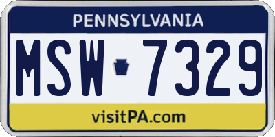 PA license plate MSW7329