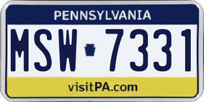 PA license plate MSW7331