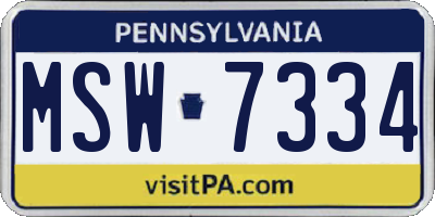 PA license plate MSW7334