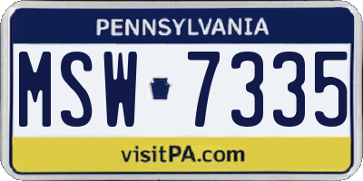 PA license plate MSW7335