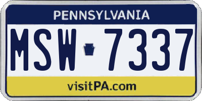 PA license plate MSW7337