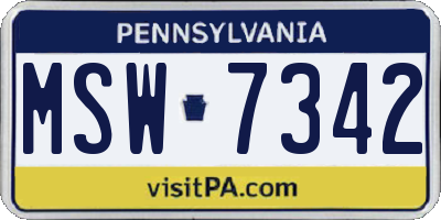 PA license plate MSW7342