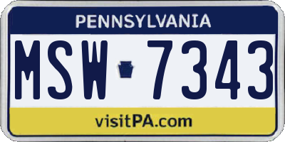 PA license plate MSW7343