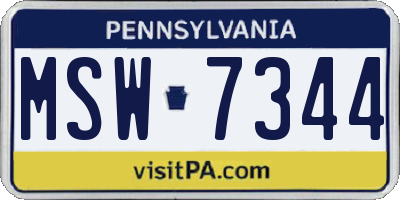 PA license plate MSW7344