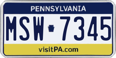 PA license plate MSW7345