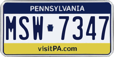 PA license plate MSW7347