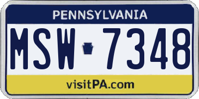 PA license plate MSW7348