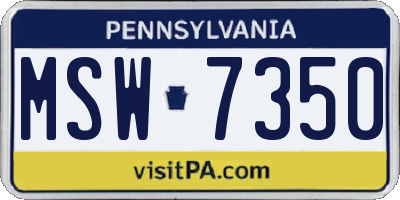 PA license plate MSW7350