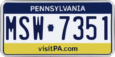 PA license plate MSW7351