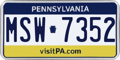 PA license plate MSW7352