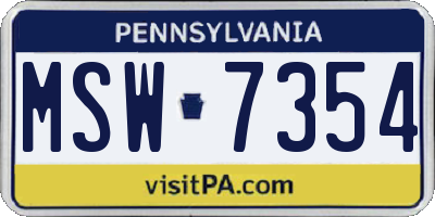 PA license plate MSW7354