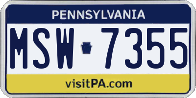 PA license plate MSW7355