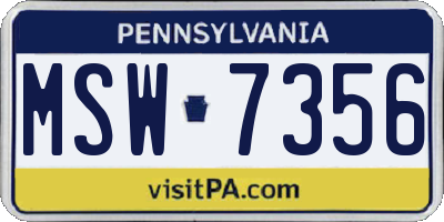 PA license plate MSW7356